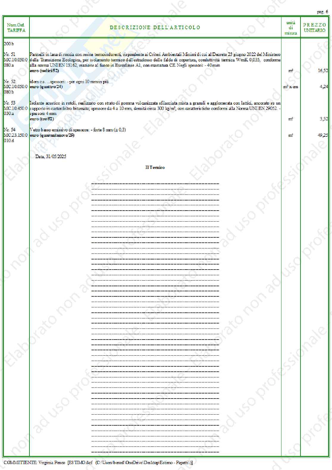 Elenco prezzi esercitazione Pag. 6