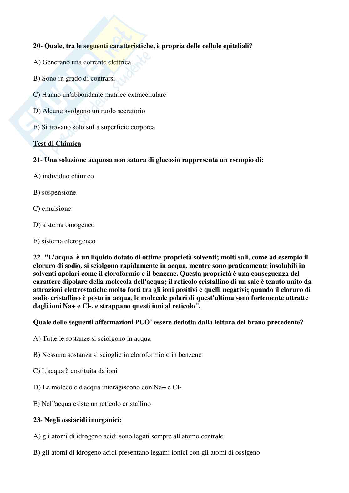 1999 Medicina: test di ammissione Pag. 6