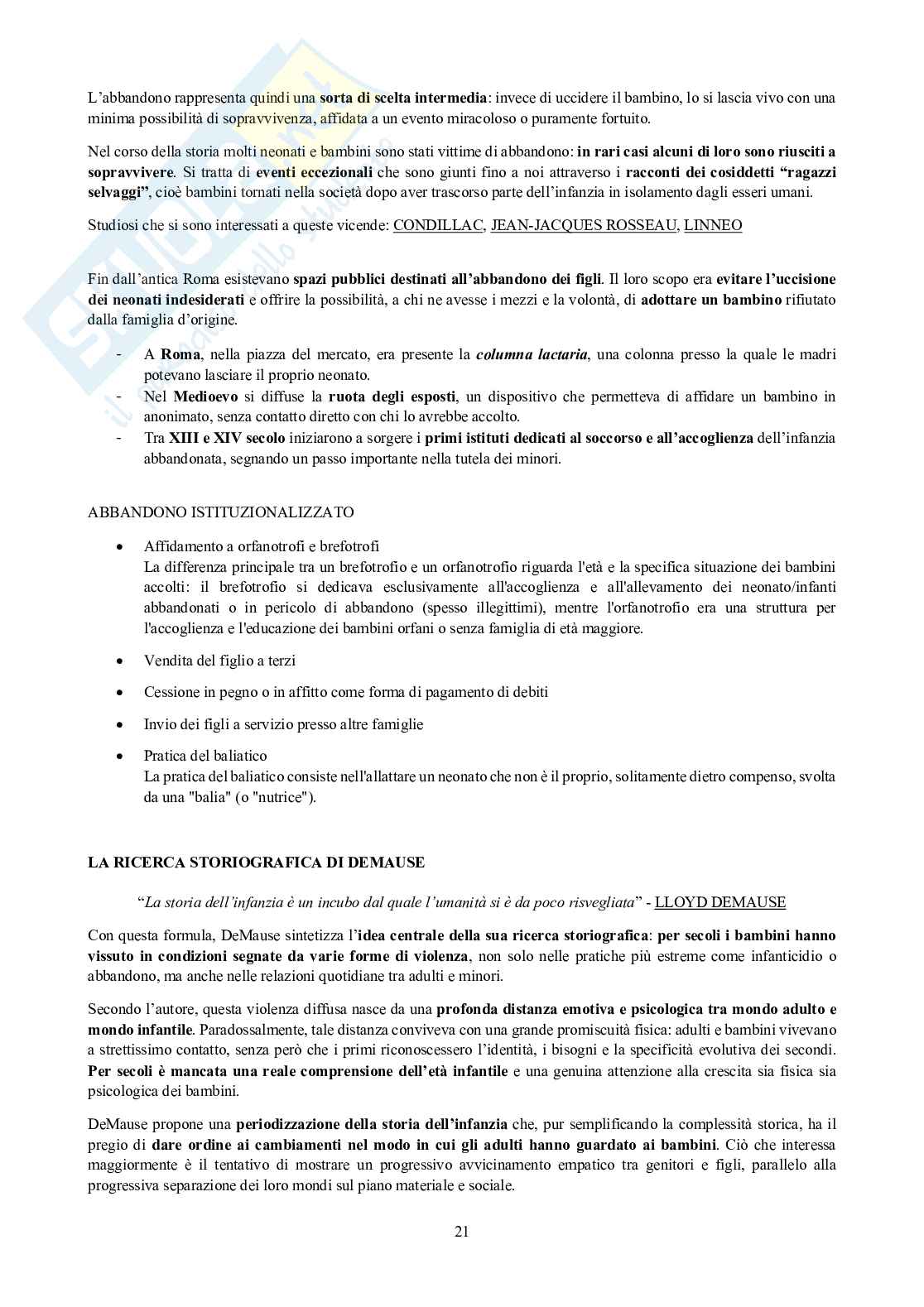 Riassunto esame Pedagogia dell'infanzia, dell'adolescenza e diritti del bambino, Prof. Rizzo Faustino, libro consigliato Pedagogia e diritti dei bambini, Macinai Pag. 21