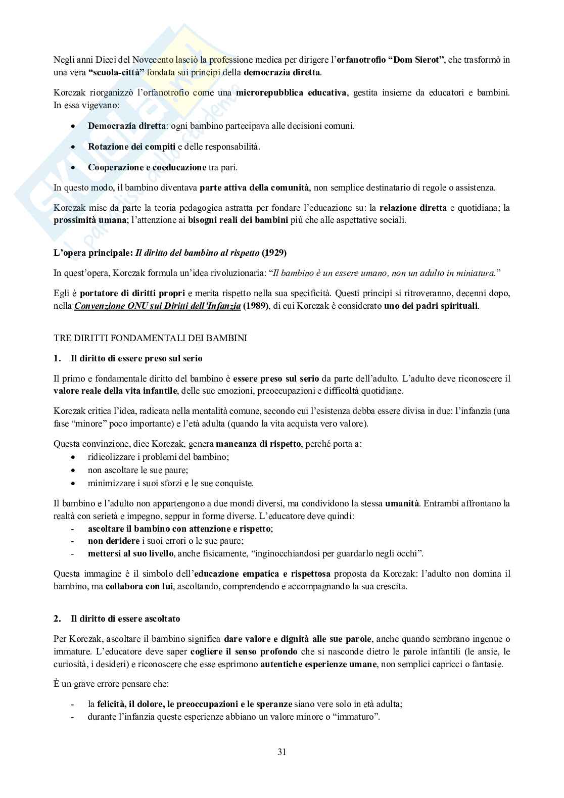 Riassunto esame Pedagogia dell'infanzia, dell'adolescenza e diritti del bambino, Prof. Rizzo Faustino, libro consigliato Pedagogia e diritti dei bambini, Macinai Pag. 31
