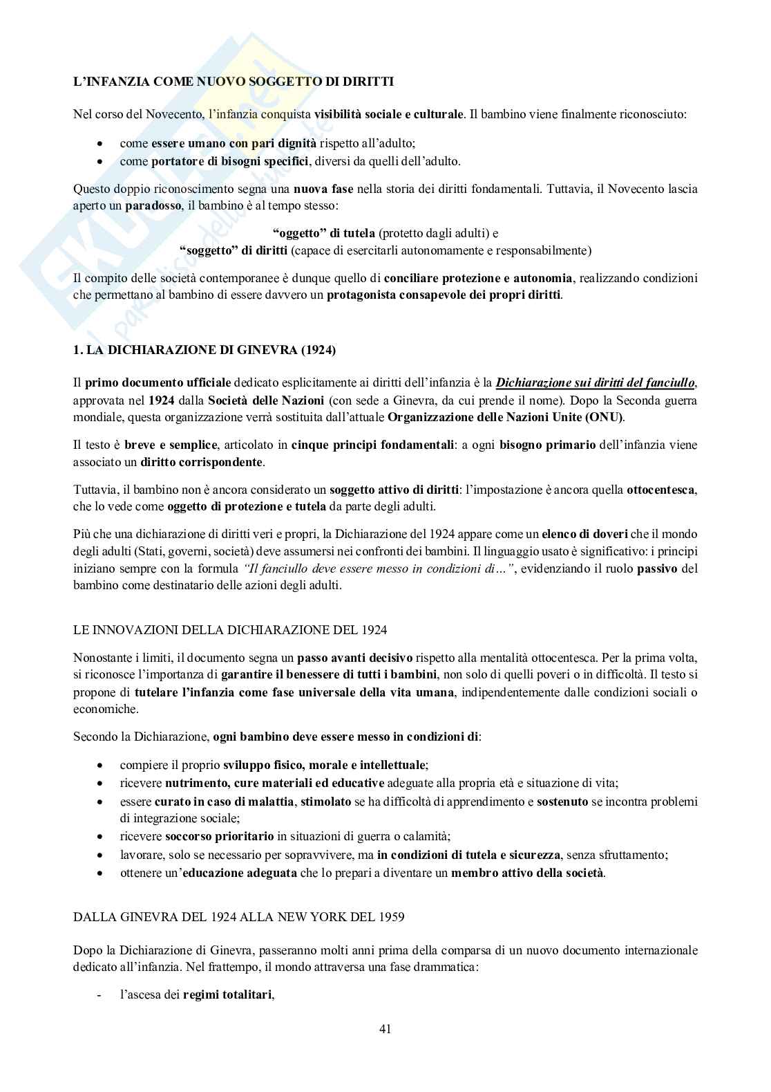 Riassunto esame Pedagogia dell'infanzia, dell'adolescenza e diritti del bambino, Prof. Rizzo Faustino, libro consigliato Pedagogia e diritti dei bambini, Macinai Pag. 41