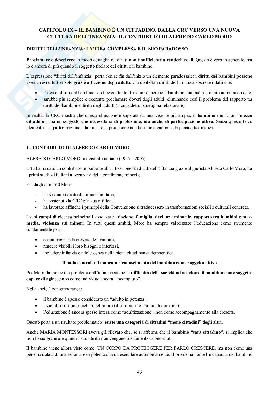 Riassunto esame Pedagogia dell'infanzia, dell'adolescenza e diritti del bambino, Prof. Rizzo Faustino, libro consigliato Pedagogia e diritti dei bambini, Macinai Pag. 46