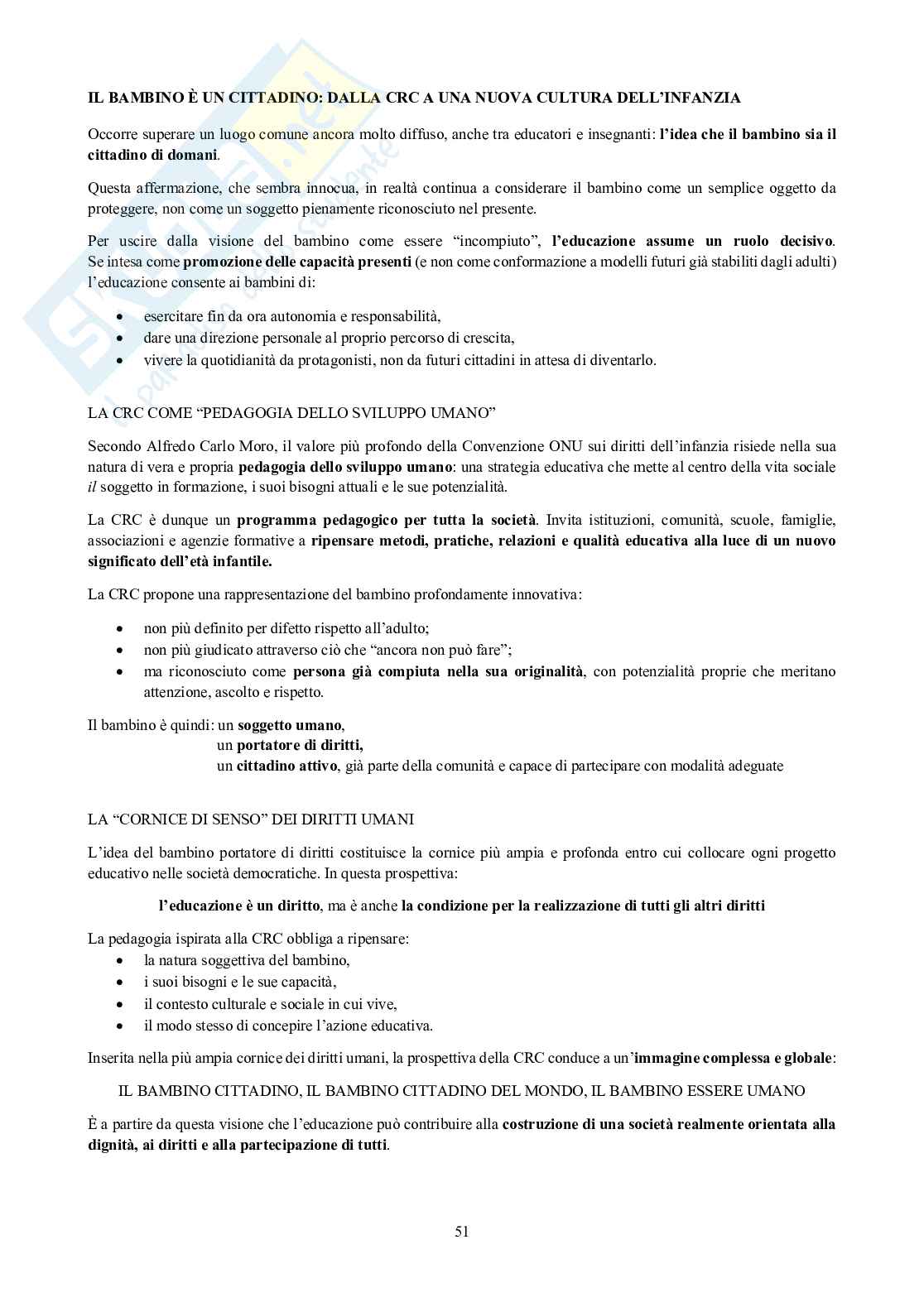 Riassunto esame Pedagogia dell'infanzia, dell'adolescenza e diritti del bambino, Prof. Rizzo Faustino, libro consigliato Pedagogia e diritti dei bambini, Macinai Pag. 51