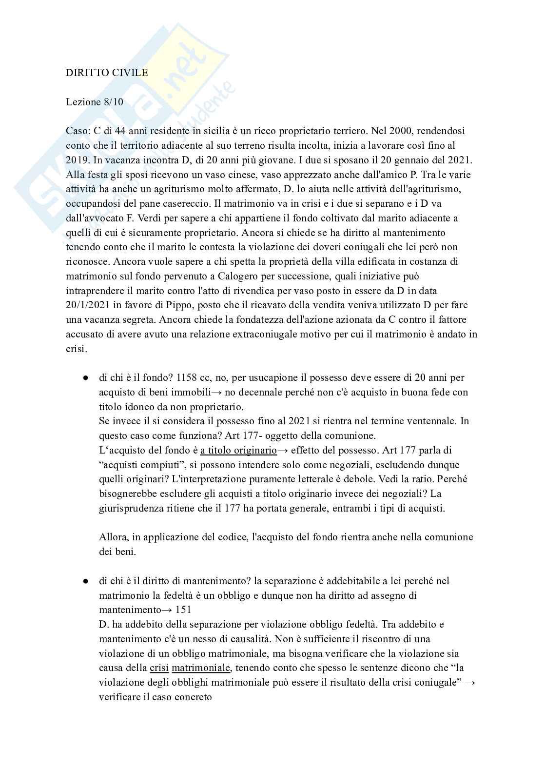 Riassunto esame Diritto Civile, Prof. Russo Domenico, libro consigliato Leges sine moribus vanae, Domenico Russo Pag. 1