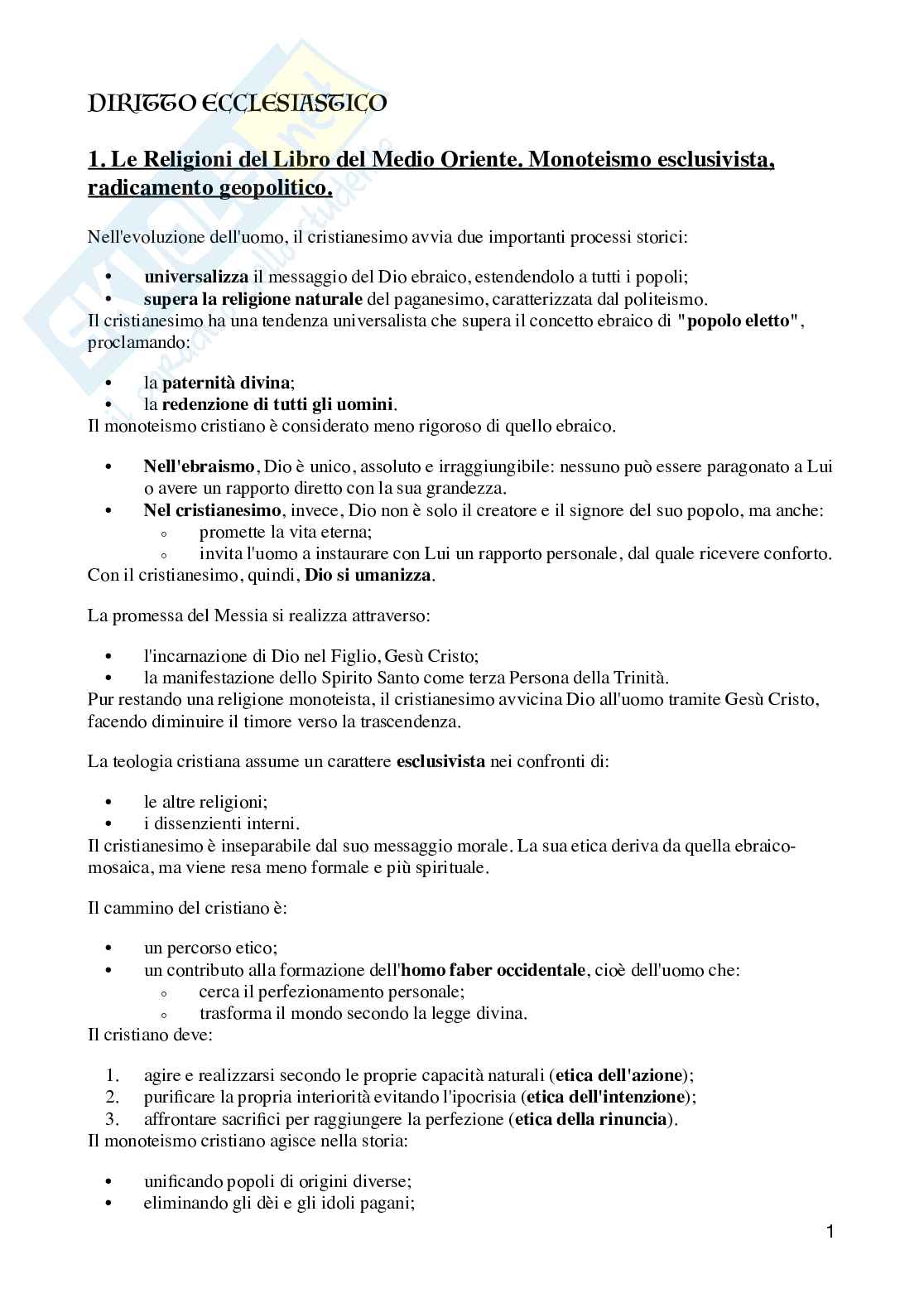  Diritto ecclesiastico - parte 1 Pag. 1