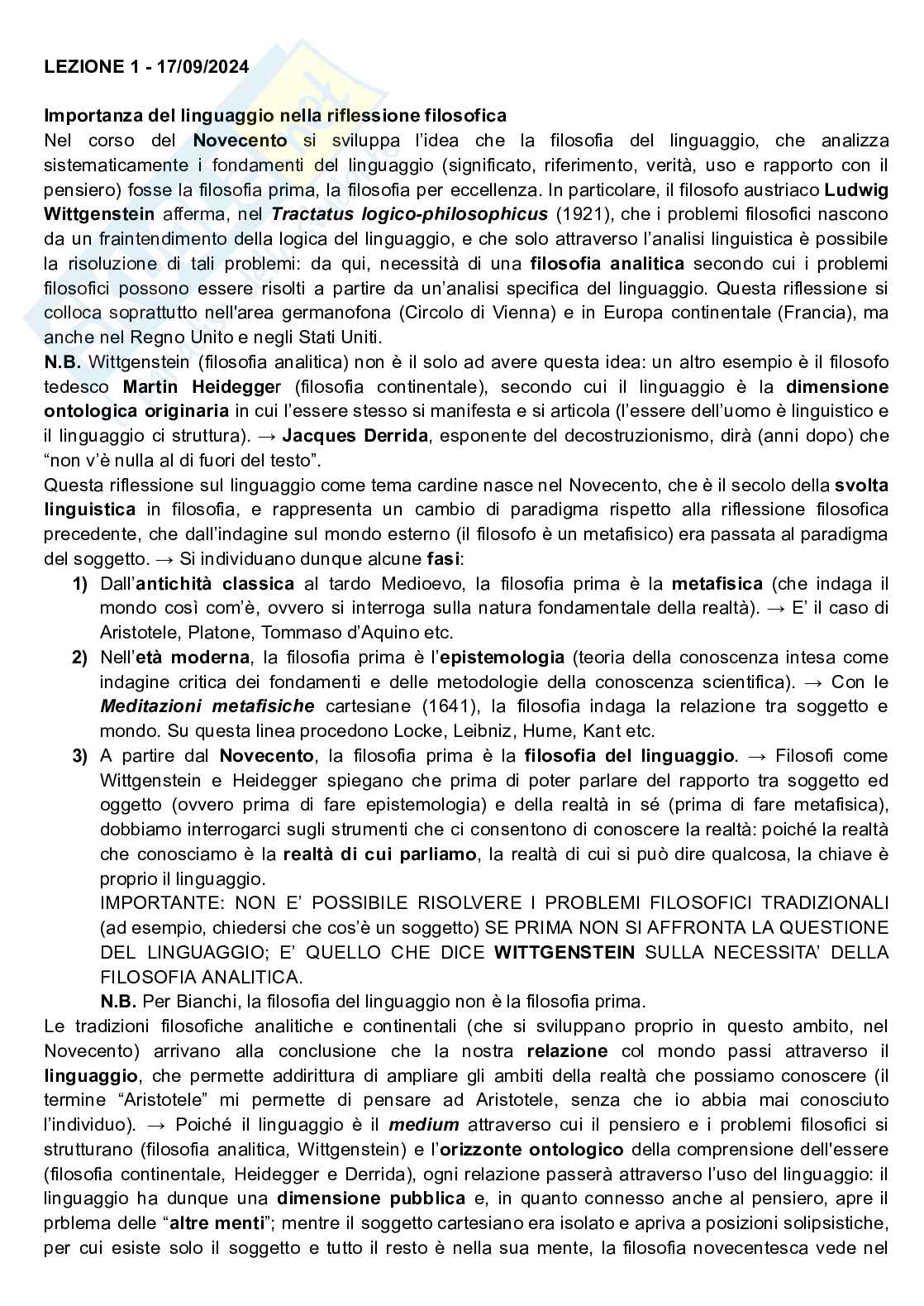 Appunti Filosofia del linguaggio  Pag. 1