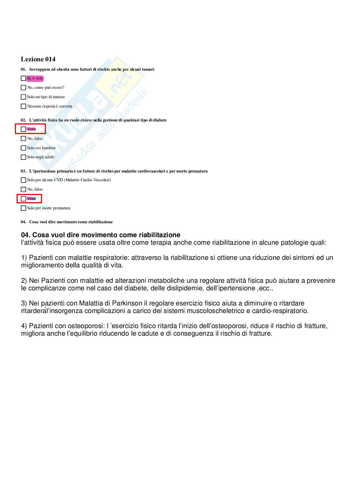 Paniere Completo di Medicina dello sport (2026) - Risposte multiple e aperte corrette Pag. 16
