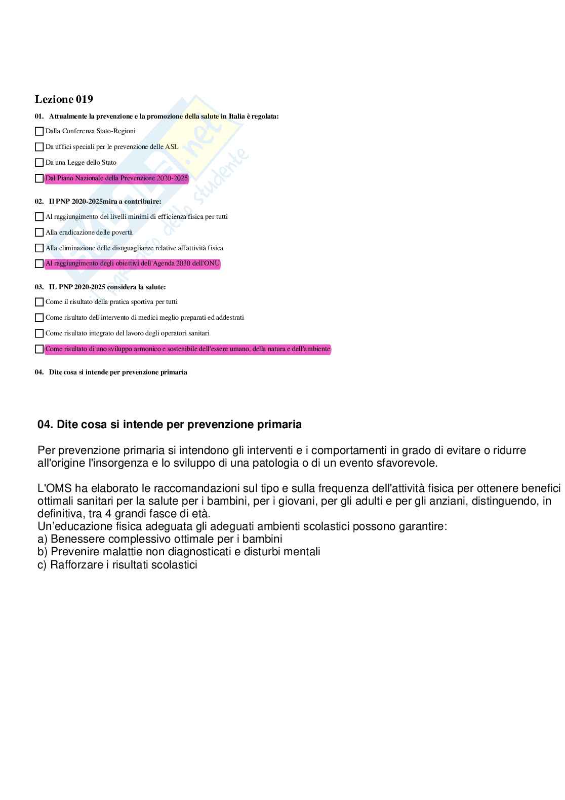 Paniere Completo di Medicina dello sport (2026) - Risposte multiple e aperte corrette Pag. 21