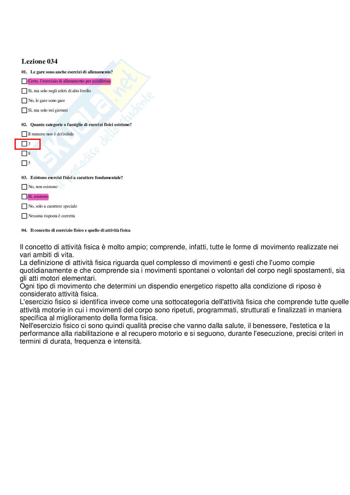 Paniere Completo di Medicina dello sport (2026) - Risposte multiple e aperte corrette Pag. 36