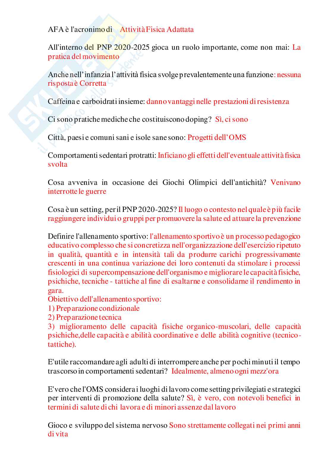 Paniere Completo di Medicina dello sport (2026) - Risposte multiple e aperte corrette Pag. 51