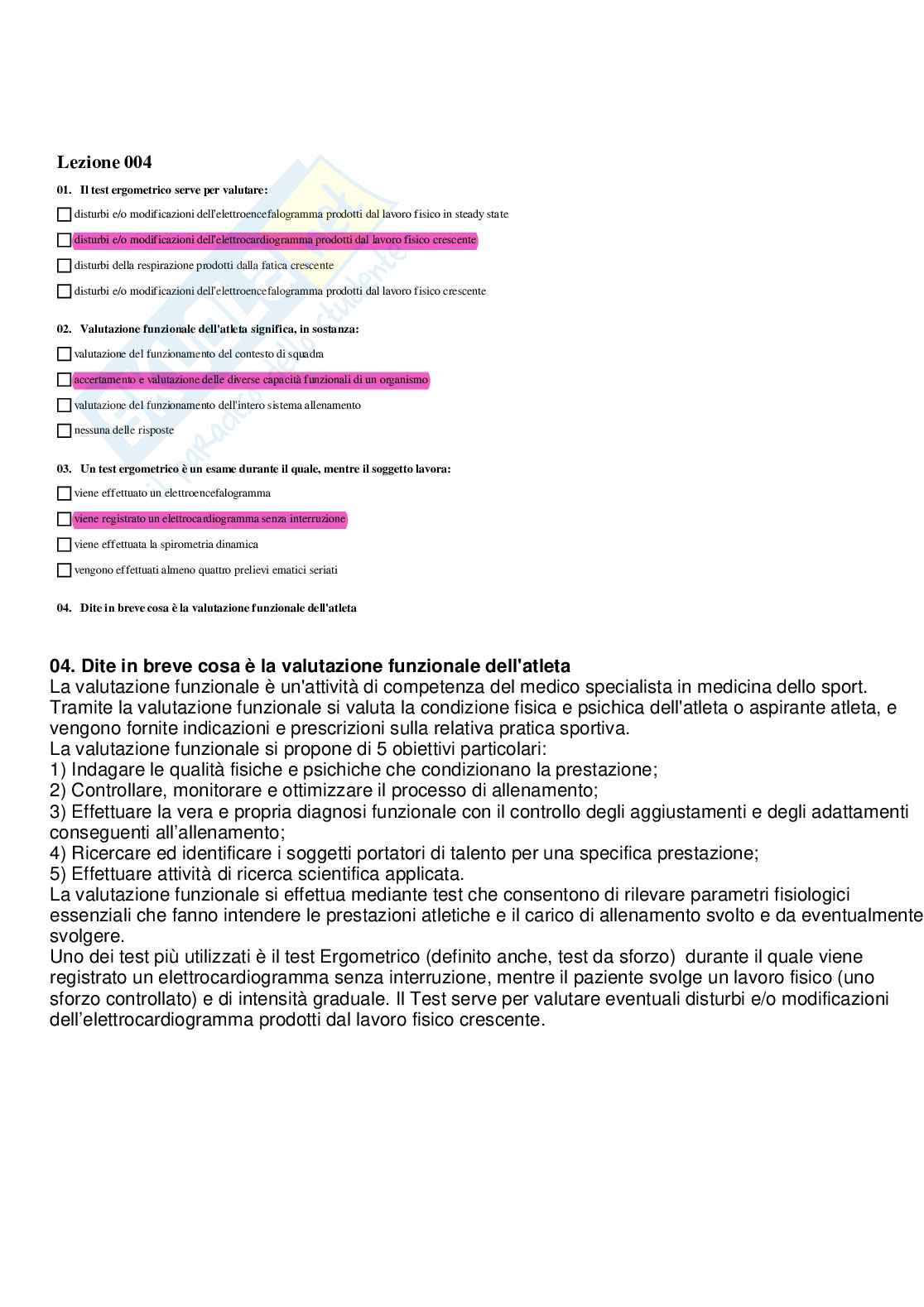 Paniere Completo di Medicina dello sport (2026) - Risposte multiple e aperte corrette Pag. 6