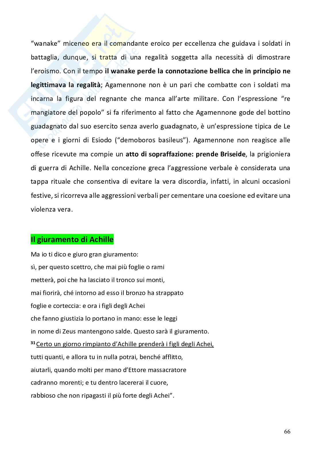 Appunti completi corso Storia e fortuna della mitologia classica   Pag. 66