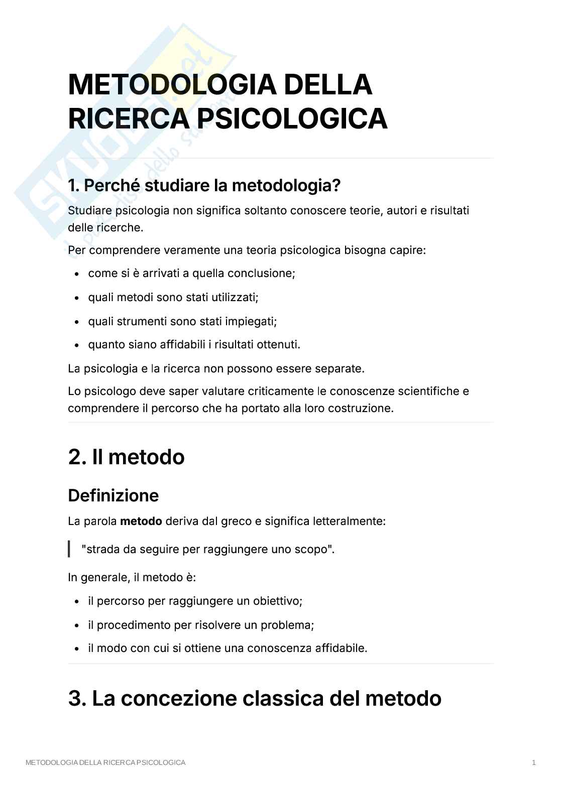 Prima lezione metodologia della ricerca psicologica  Pag. 1