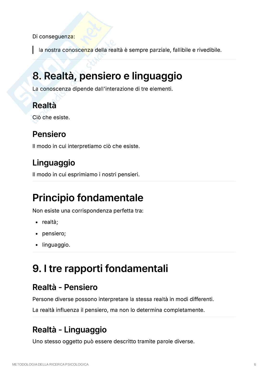 Prima lezione metodologia della ricerca psicologica  Pag. 6