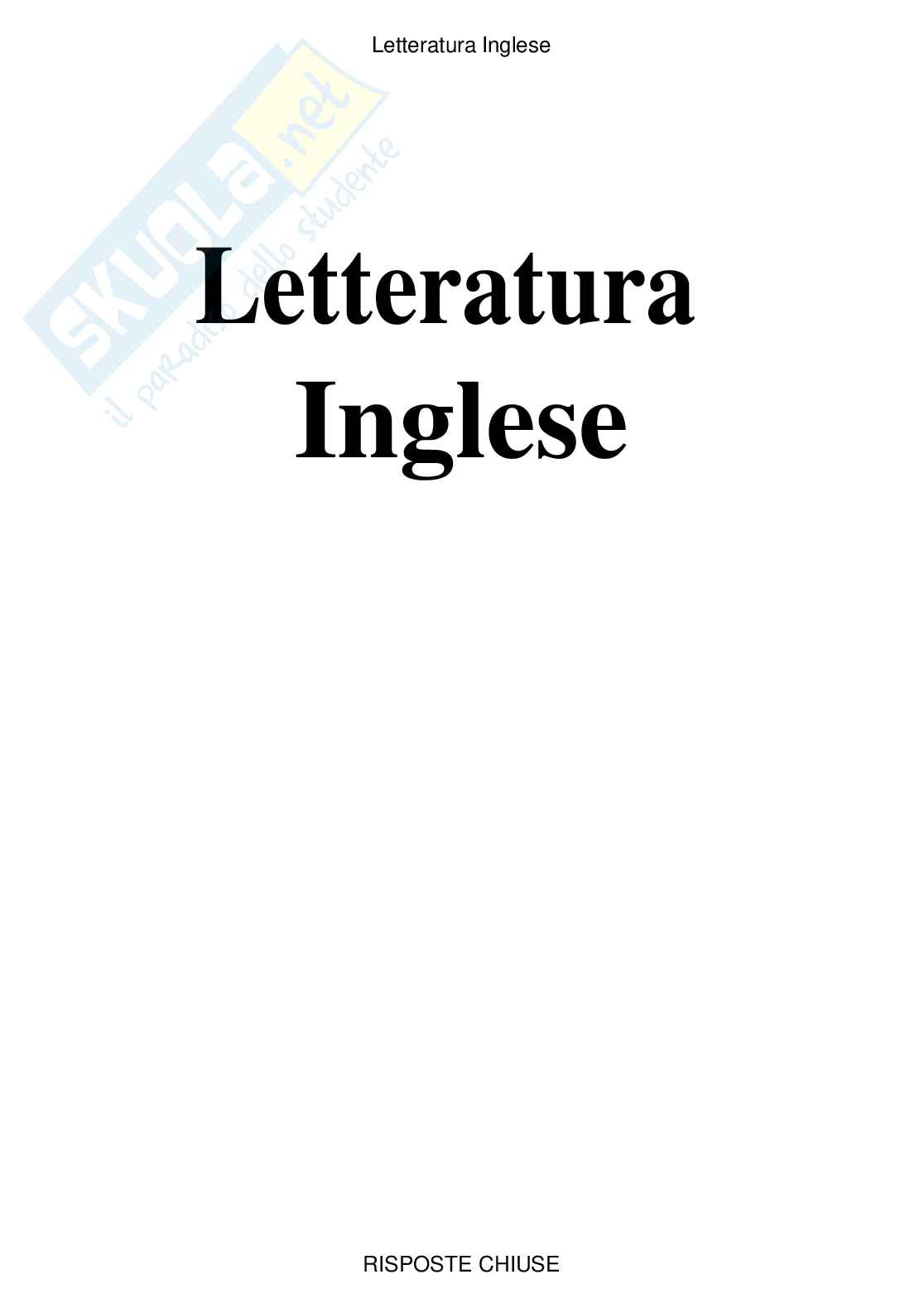 Letteratura inglese 3 - Paniere compilato Pag. 1