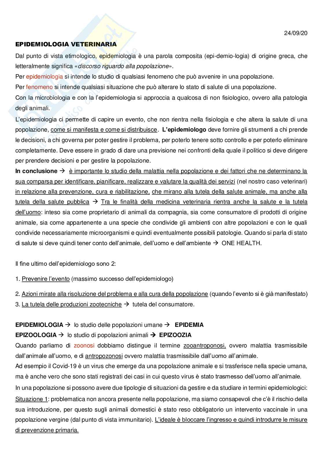Epidemiologia veterinaria Pag. 1