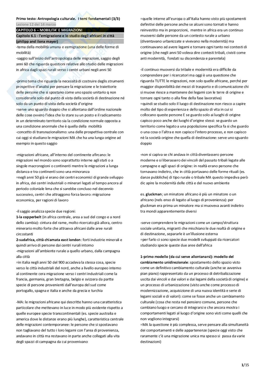 Antropologia culturale - Appunti tera parte Pag. 1
