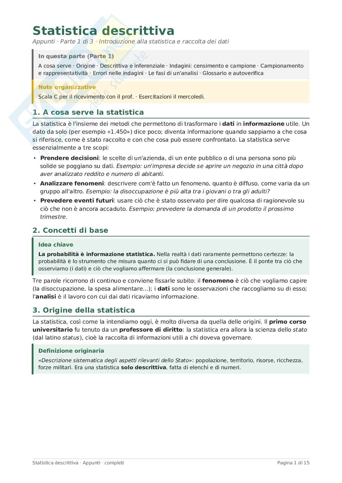 Statistica descrittiva Pag. 1