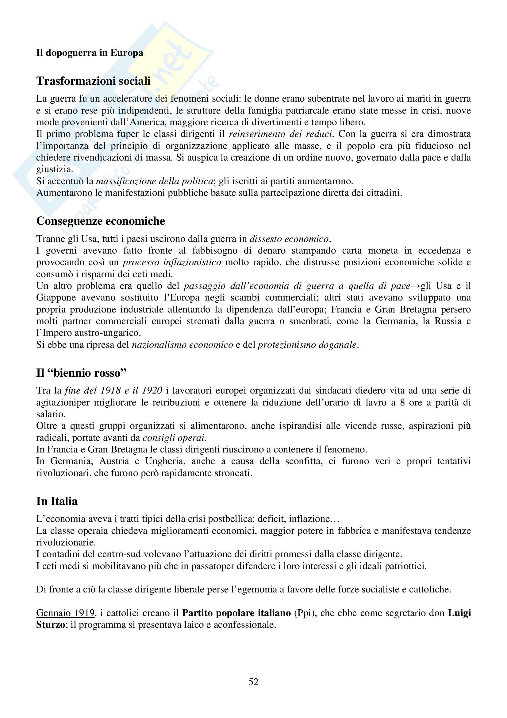 Riassunto esame Storia Contemporanea, prof. Silvio, libro consigliato Ottocento e Novecento, Sabbatucci, Vidotto Pag. 51