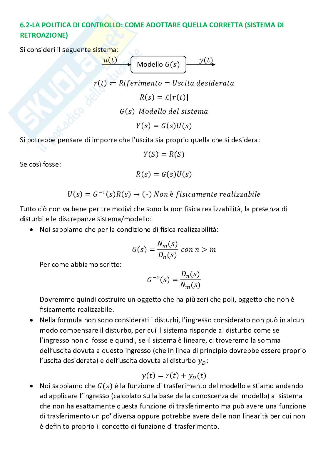 Controlli automatici, parte 6 - Il problema della sintesy (o controllo) Pag. 2