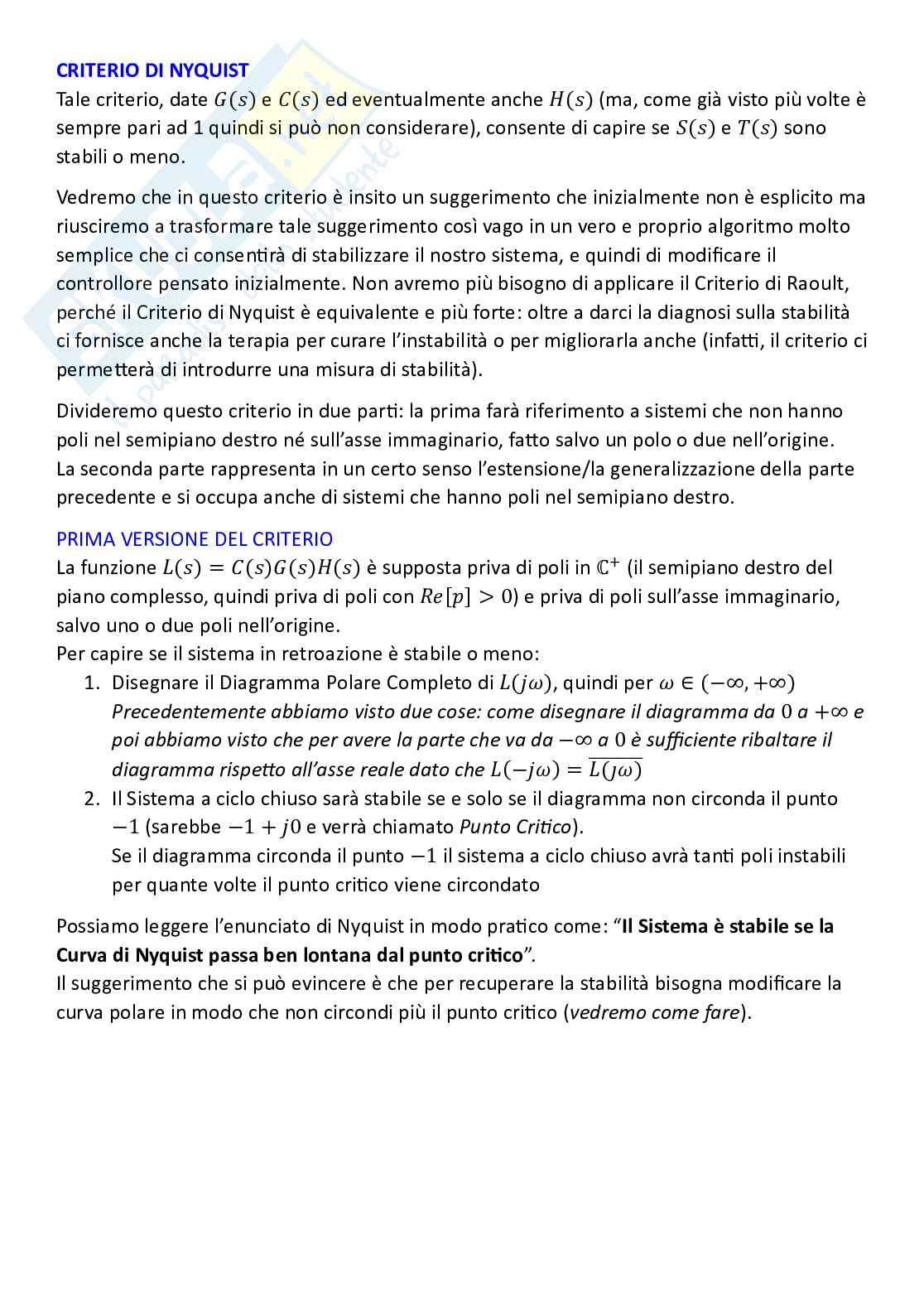 Controlli automatici, parte 6 - Il problema della sintesy (o controllo) Pag. 51