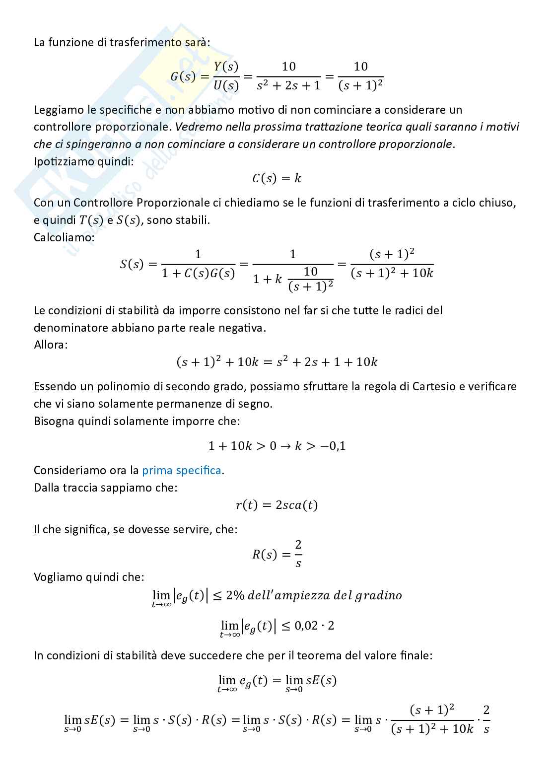 Controlli automatici, parte 6 - Il problema della sintesy (o controllo) Pag. 76