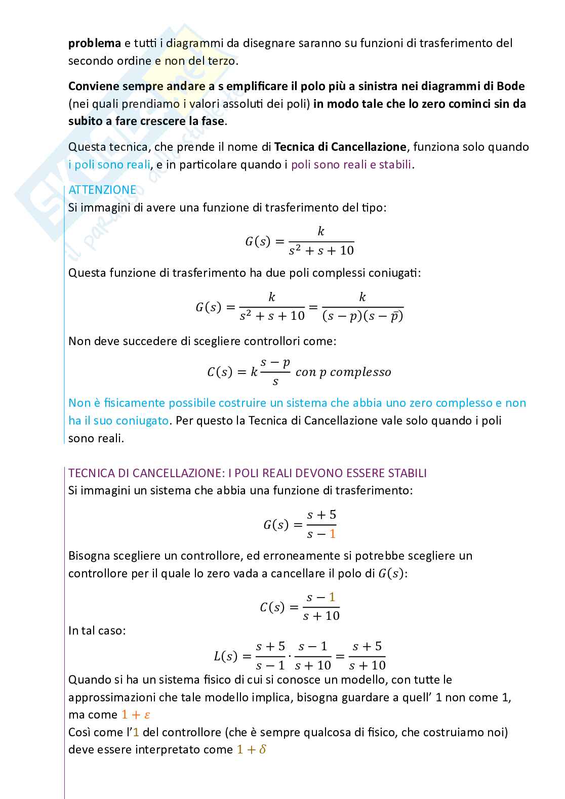 Controlli automatici, parte 6 - Il problema della sintesy (o controllo) Pag. 91