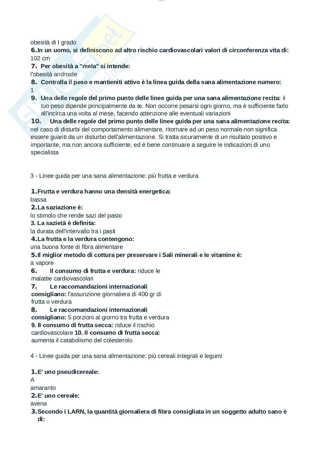 Paniere esame Nutrizione ed endocrinologia, Nutrizione clinica e Dietetica applicata allo sport  Pag. 2