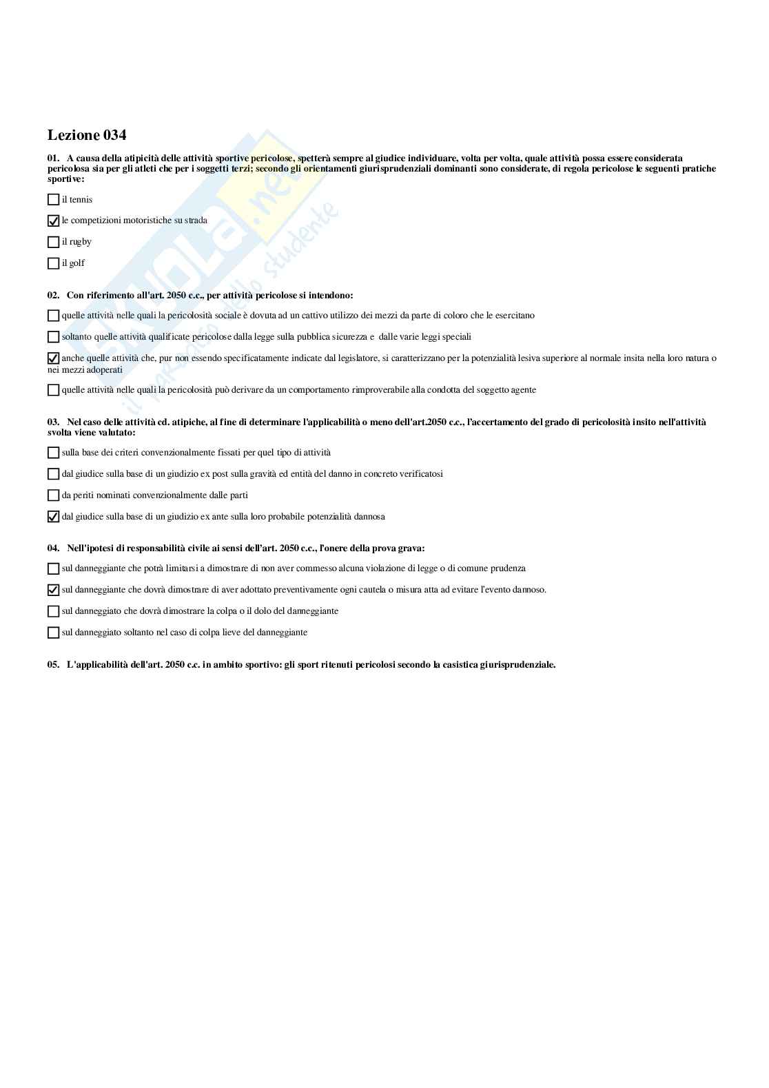 Paniere Diritto privato e dello sport (2026) - Risposte multiple corrette Pag. 41