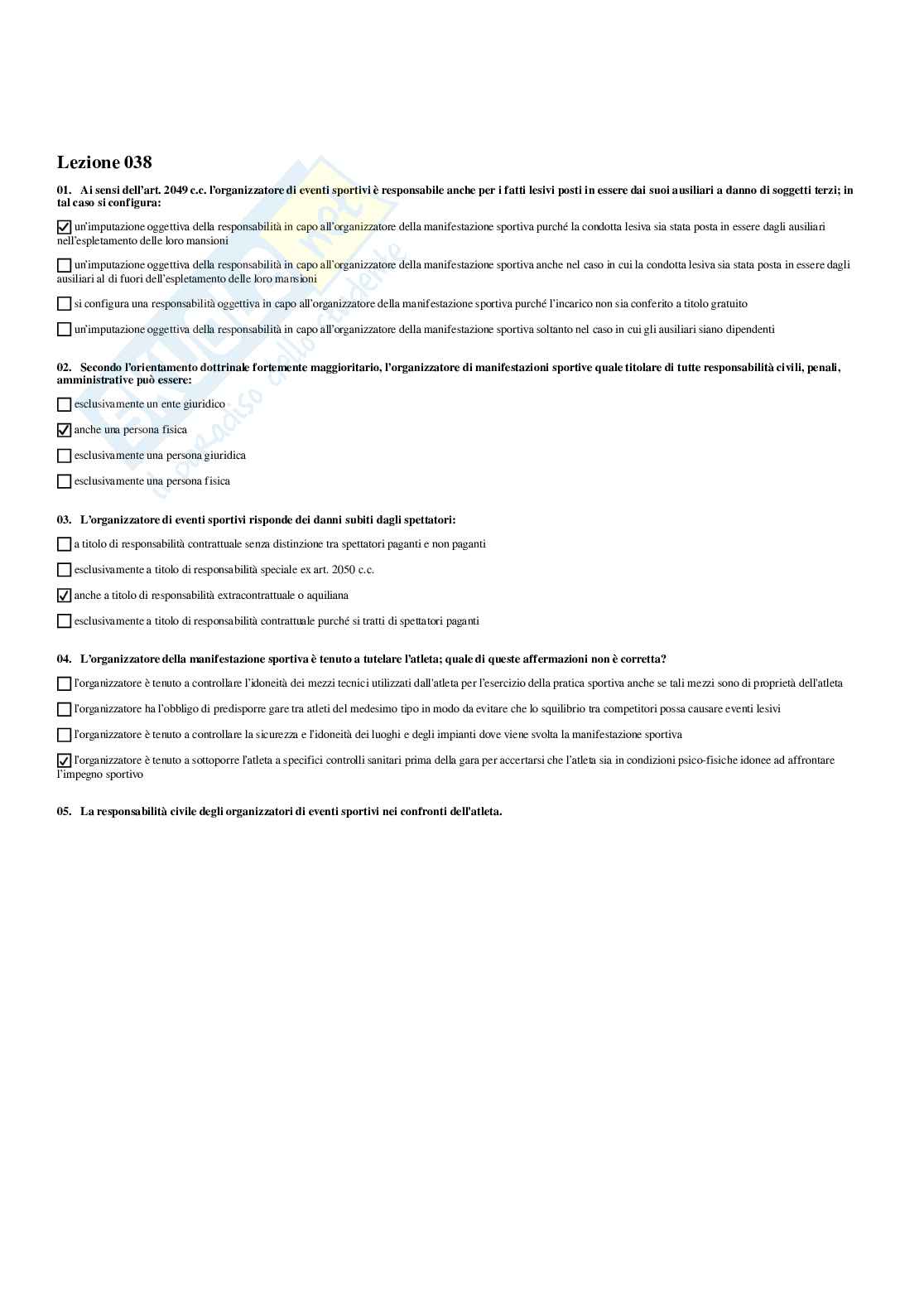 Paniere Diritto privato e dello sport (2026) - Risposte multiple corrette Pag. 46