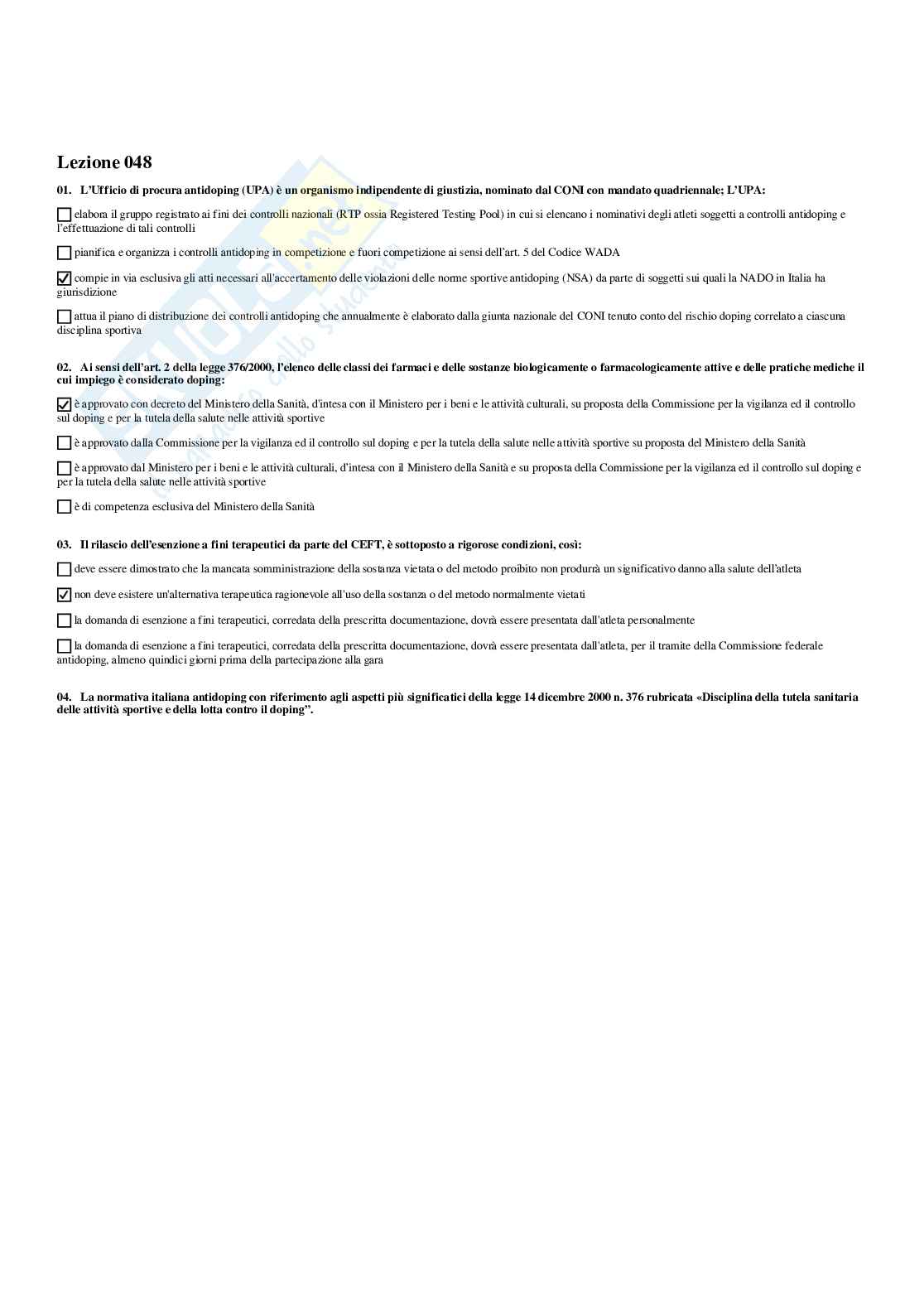 Paniere Diritto privato e dello sport (2026) - Risposte multiple corrette Pag. 56