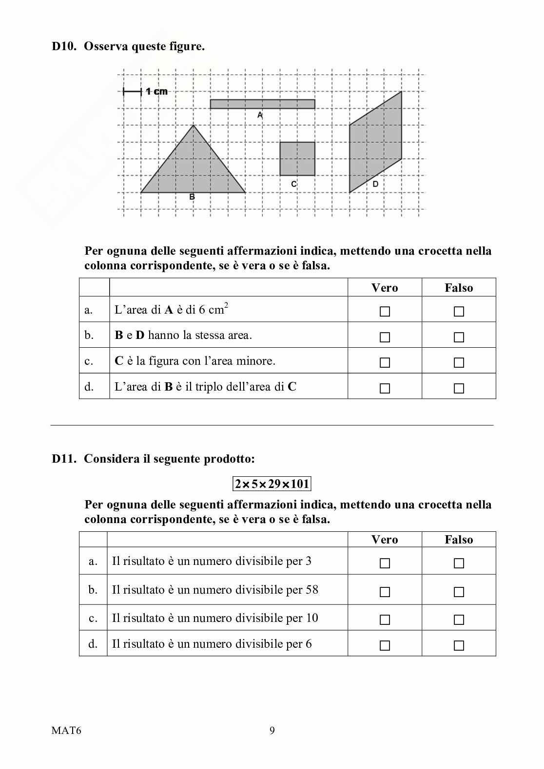 Prova Invalsi Matematica 2009/2010 Prima Media Pag. 11