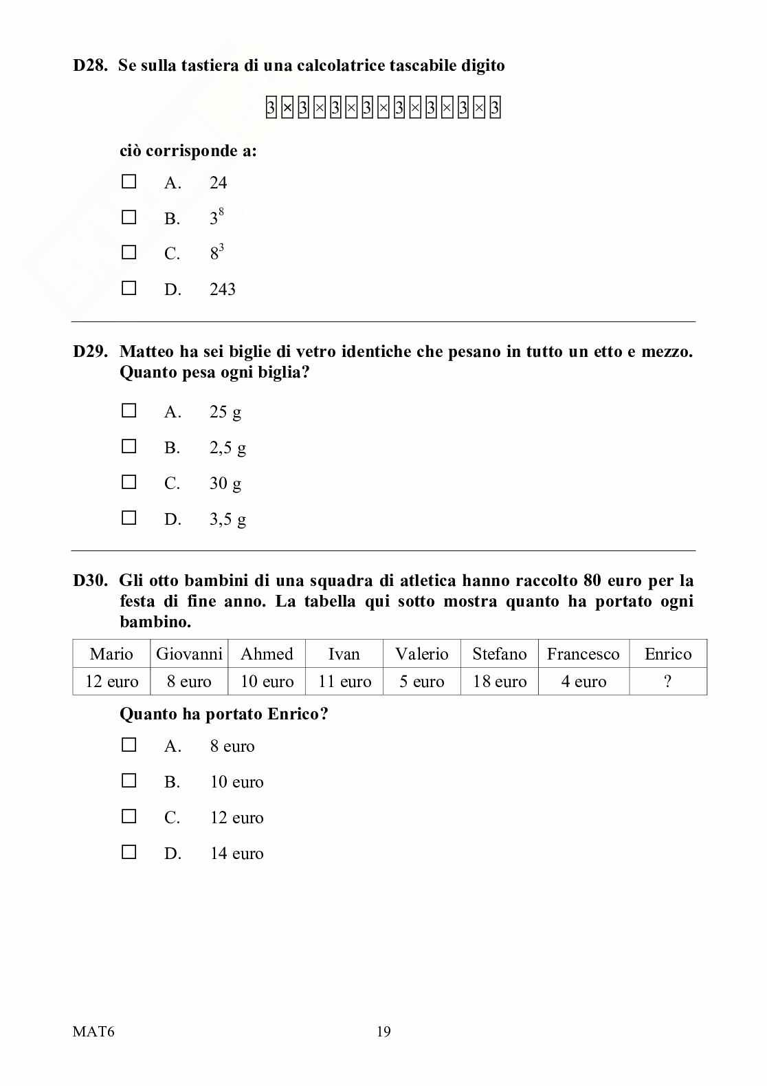 Prova Invalsi Matematica 2009/2010 Prima Media Pag. 21