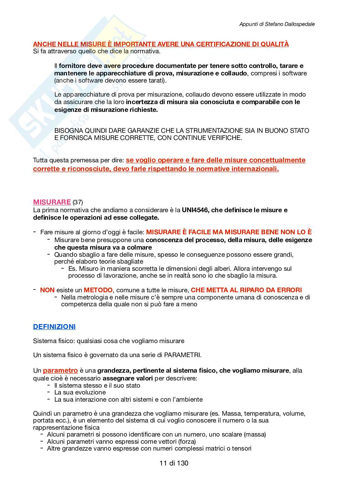Appunti di Metrologia e dispositivi per la misura e il monitoraggio SD Pag. 11