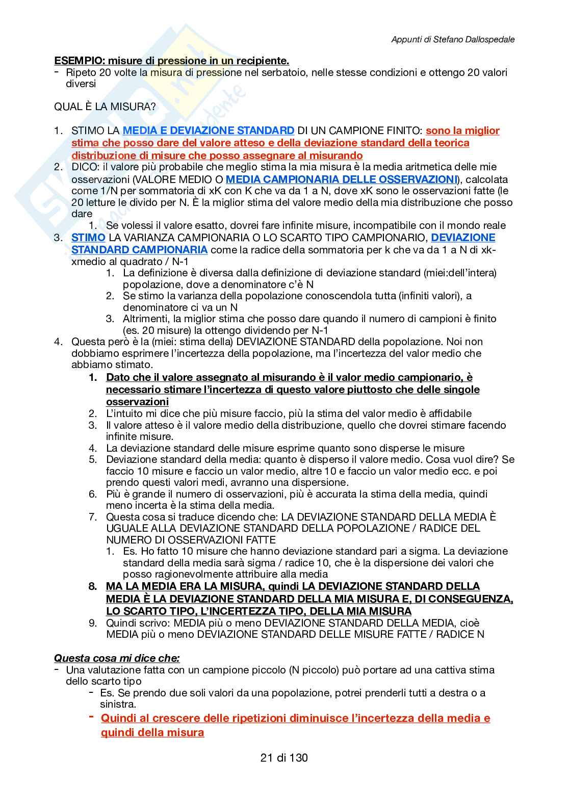 Appunti di Metrologia e dispositivi per la misura e il monitoraggio SD Pag. 21