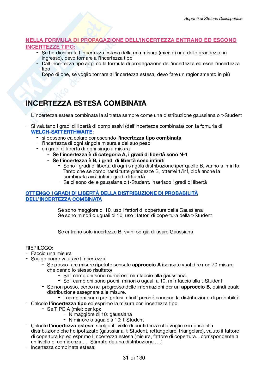 Appunti di Metrologia e dispositivi per la misura e il monitoraggio SD Pag. 31