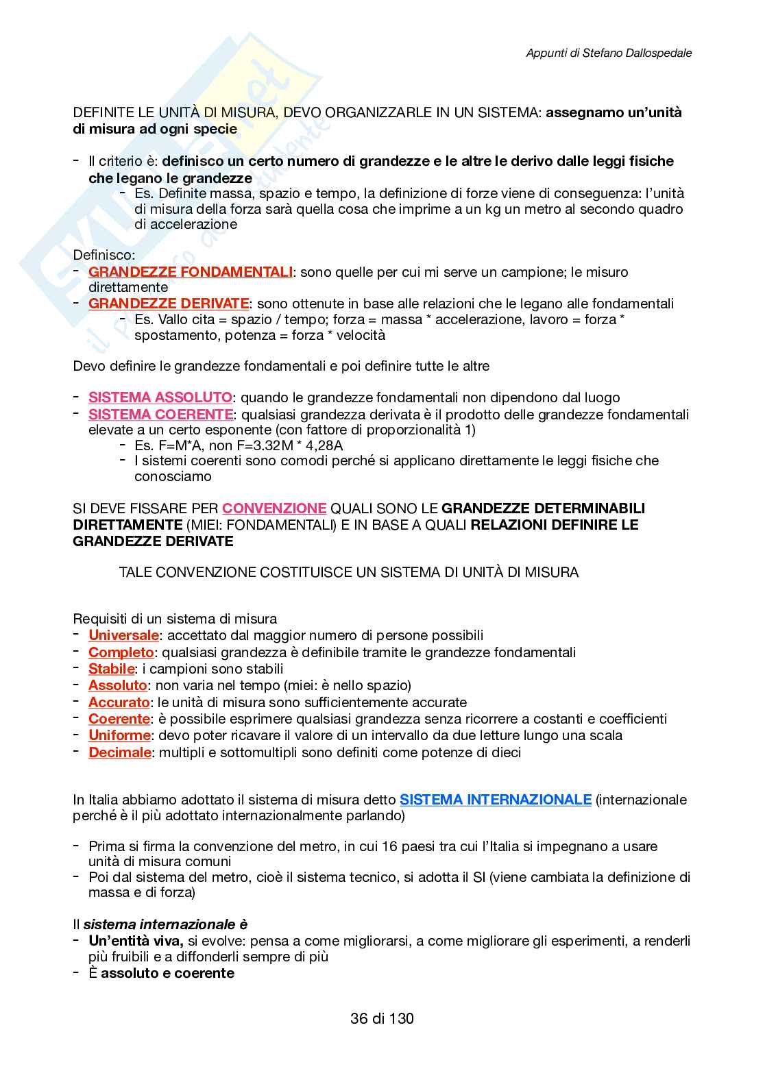 Appunti di Metrologia e dispositivi per la misura e il monitoraggio SD Pag. 36