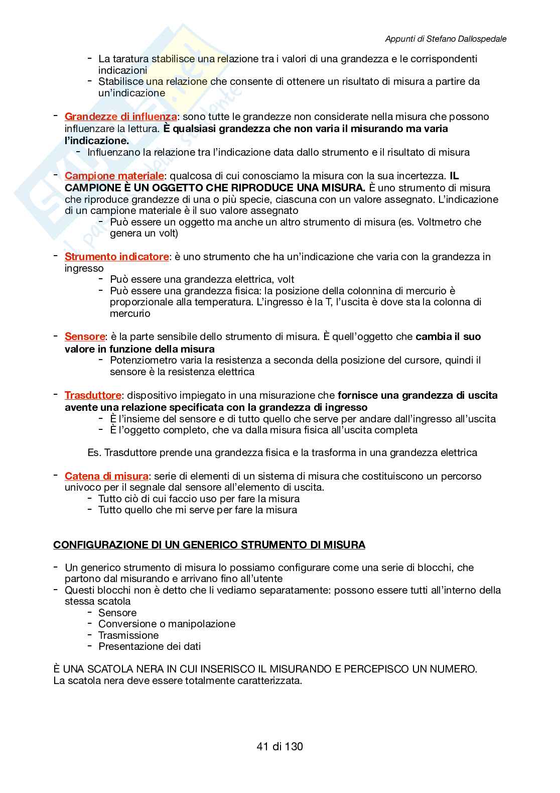 Appunti di Metrologia e dispositivi per la misura e il monitoraggio SD Pag. 41