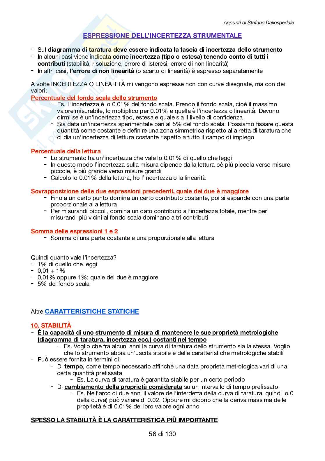 Appunti di Metrologia e dispositivi per la misura e il monitoraggio SD Pag. 56