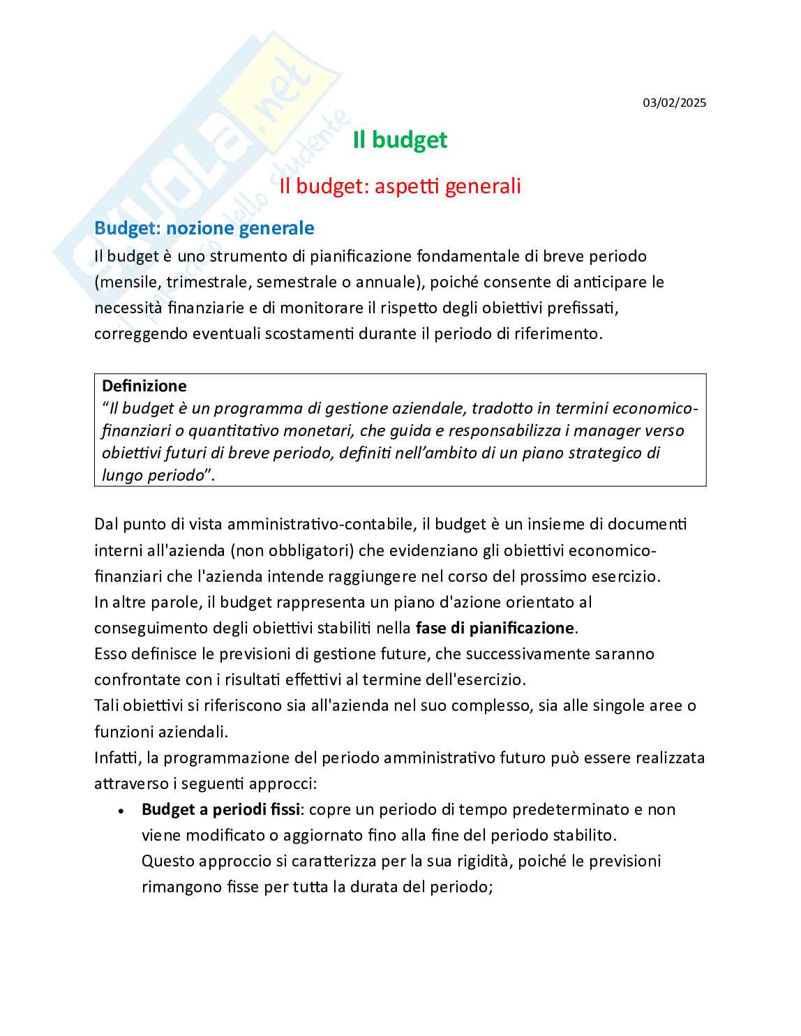 Programmazione e controllo delle imprese turistiche - Teoria, parte 3 - Il budget Pag. 1