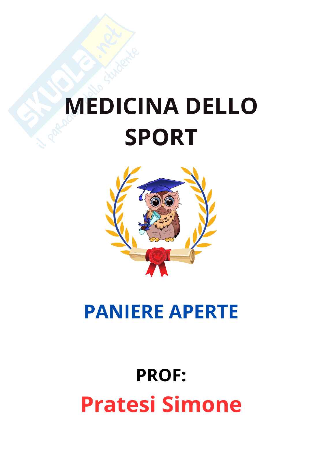 Paniere Medicina dello sport (2026) - Risposte Aperte Corrette  Pag. 1