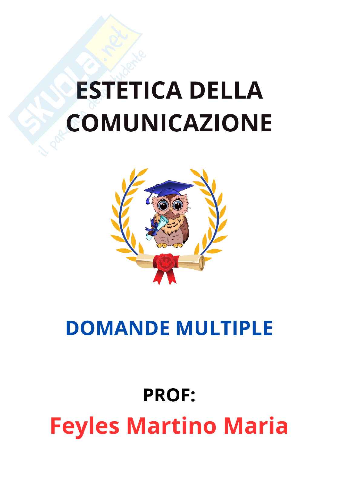 Paniere Estetica della comunicazione - Risposte multiple - aggiornato (2026) Pag. 1