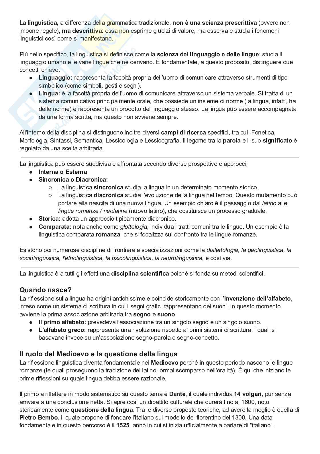 Linguistica italiana - Appunti delle lezioni  Pag. 2