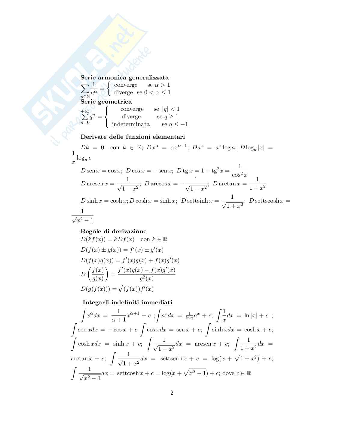 Formulario Analisi matematica due Pag. 2