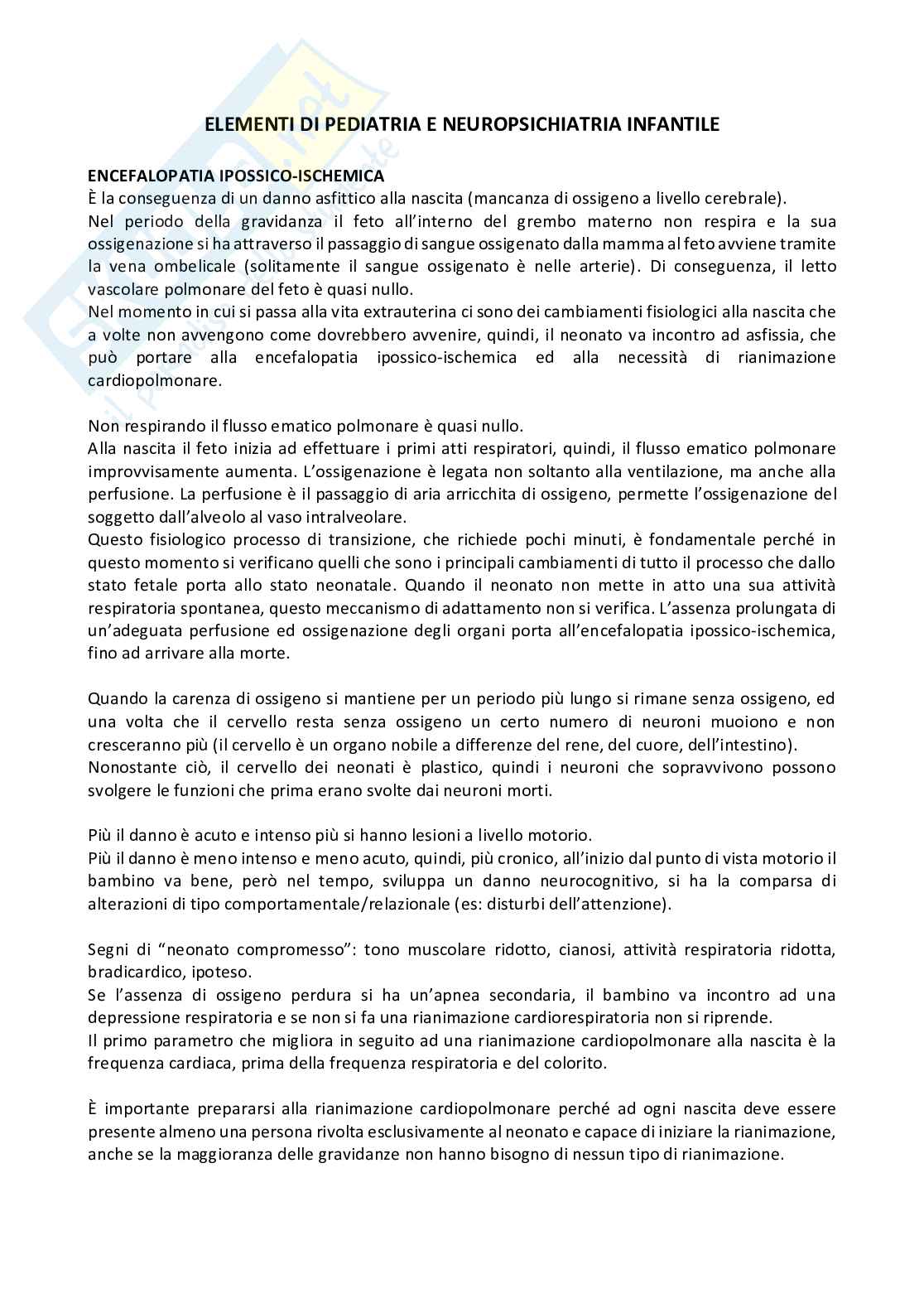 Elementi di pediatria e neuropsichiatria infantile Pag. 1