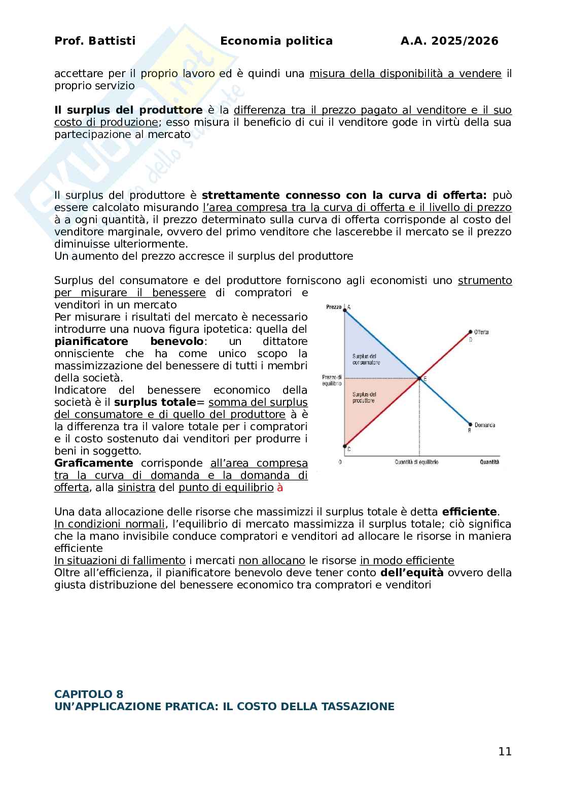 Riassunto esame Economia politica, Prof. Battisti Michele, libro consigliato L’essenziale di economia , Markiw Pag. 11