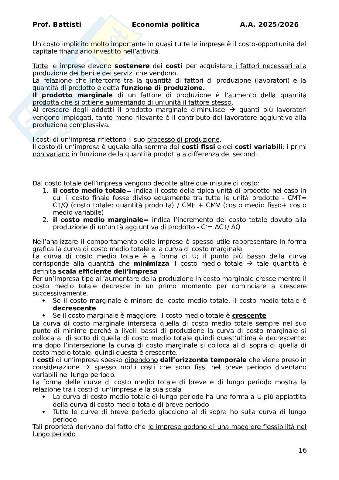 Riassunto esame Economia politica, Prof. Battisti Michele, libro consigliato L’essenziale di economia , Markiw Pag. 16