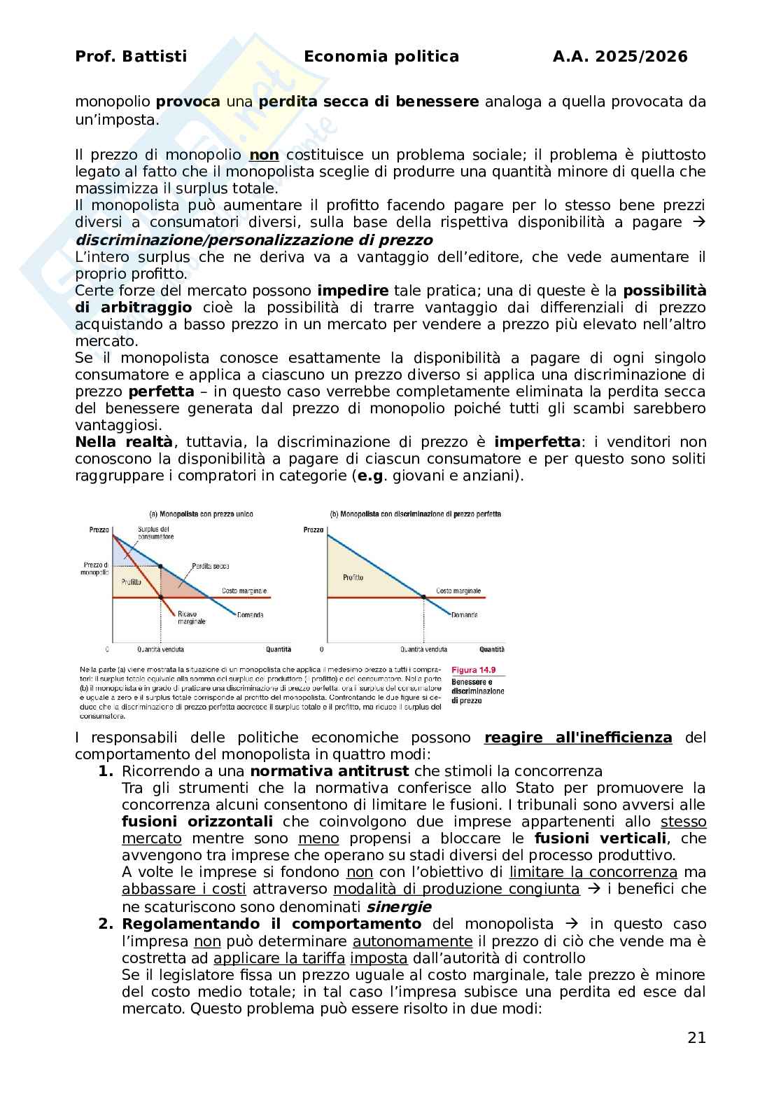 Riassunto esame Economia politica, Prof. Battisti Michele, libro consigliato L’essenziale di economia , Markiw Pag. 21