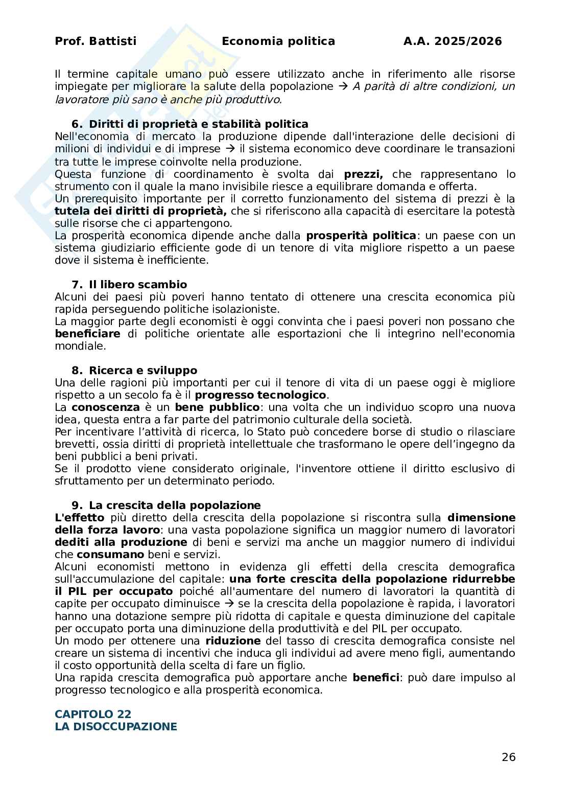 Riassunto esame Economia politica, Prof. Battisti Michele, libro consigliato L’essenziale di economia , Markiw Pag. 26