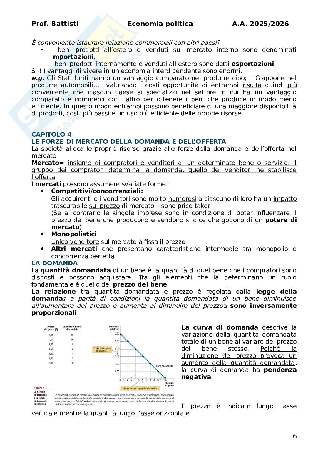 Riassunto esame Economia politica, Prof. Battisti Michele, libro consigliato L’essenziale di economia , Markiw Pag. 6